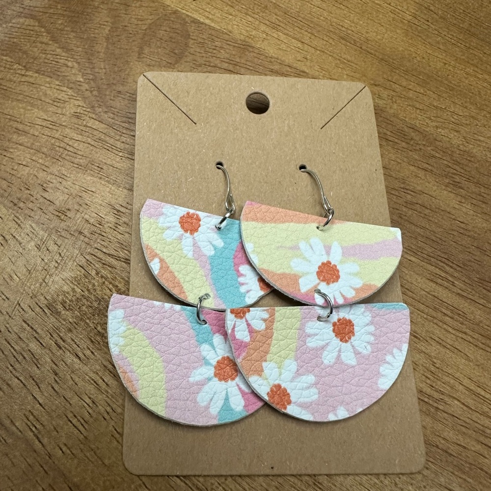 5/ $10 Colorful Floral‎ Half-Moon Earrings
